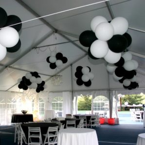 ceiling balloon topairy at corporate award banquet