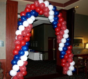 spiral balloon arch decor for graduation party